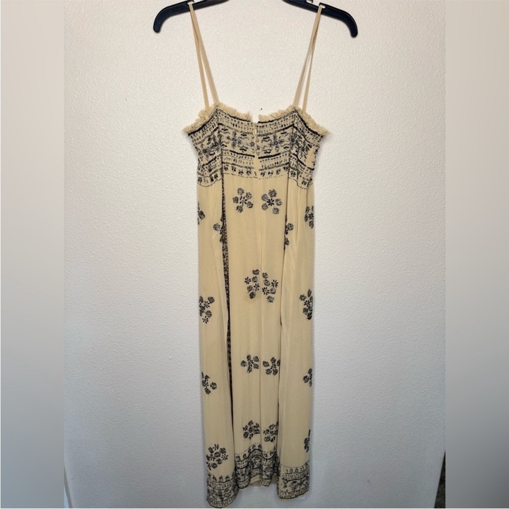 Zara NWT tan embellished beaded mesh midi maxi dress